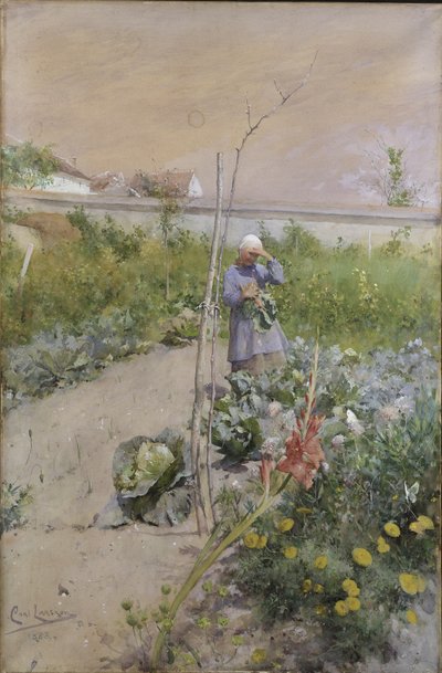 In de Moestuin, 1883 door Carl Larsson